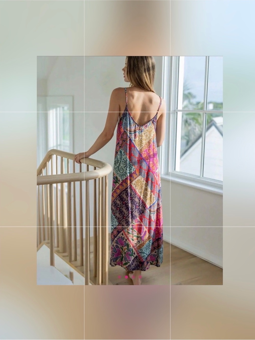 Natural Life multi-color patchwork floral cami slip dress XS NWT